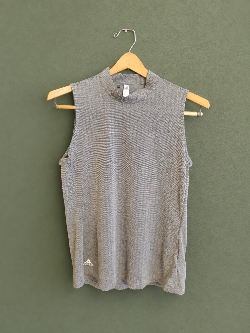 adidas Gray Ribbed Sleeveless Tank Top